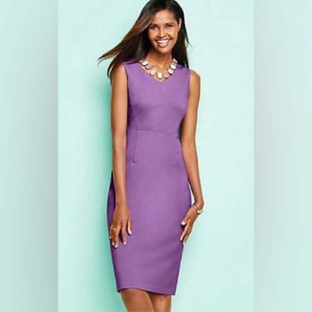 Talbots Royal Purple Ponte Sheath Dress // Cutout Back Modern Office Siren 8